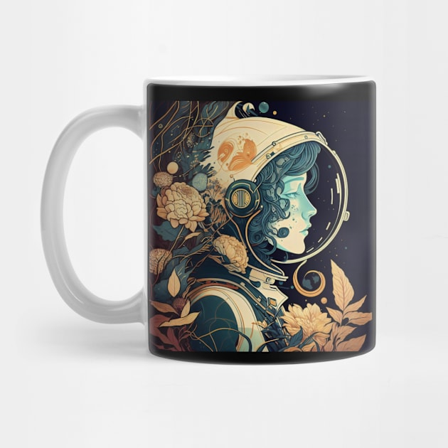 Female Astronaut Vintage Art Nouveau Alphonse Mucha Style by entwithanaxe